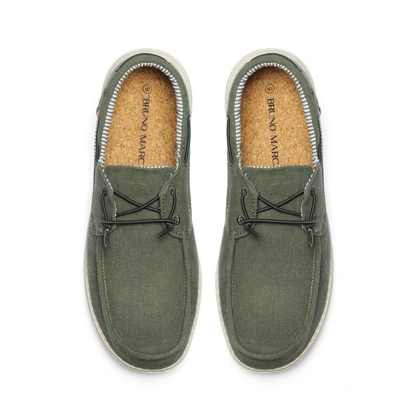Men's Casual Slip-On Canvas Loafers - OLIVE GREEN - 4